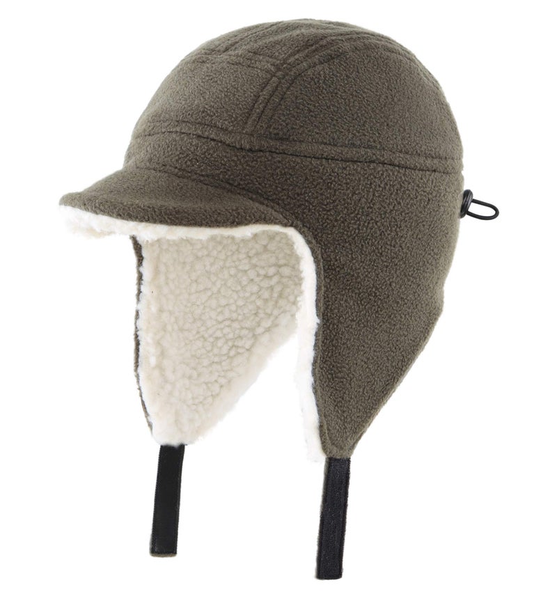 Connectyle Toddler Boys Fleece Skull Cap with Brim Warm Winter Hats with Ear Flaps Outdoor Ski Cap Army Green - Image 2